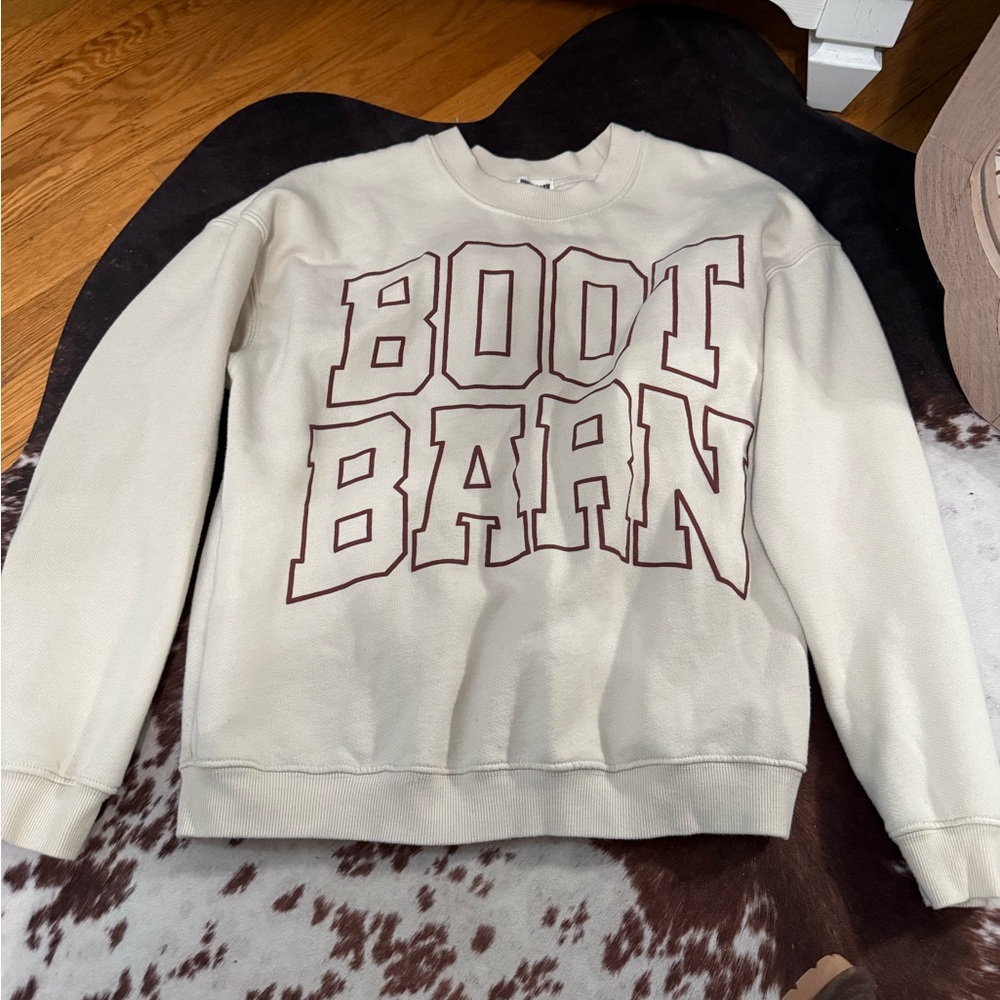 Boot Barn Cream Logo Crewneck Sweatshirt